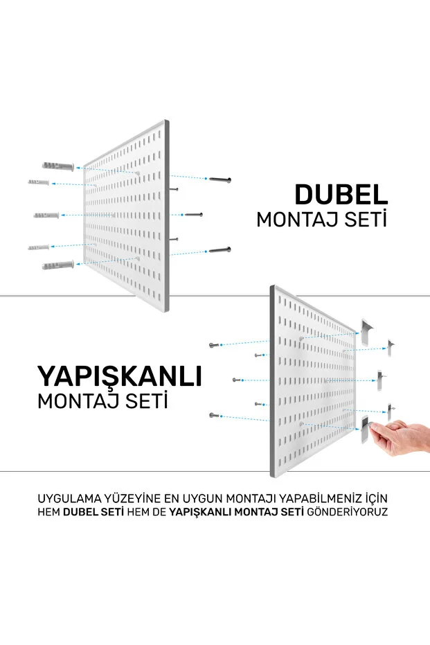 ÇOK AMAÇLI PANO ORGANİZATÖR PEGBOARD SET 3 (52X36cm)MODÜLER SİSTEM DUVAR DÜZENLEYİCİ DÜBELLİ - 